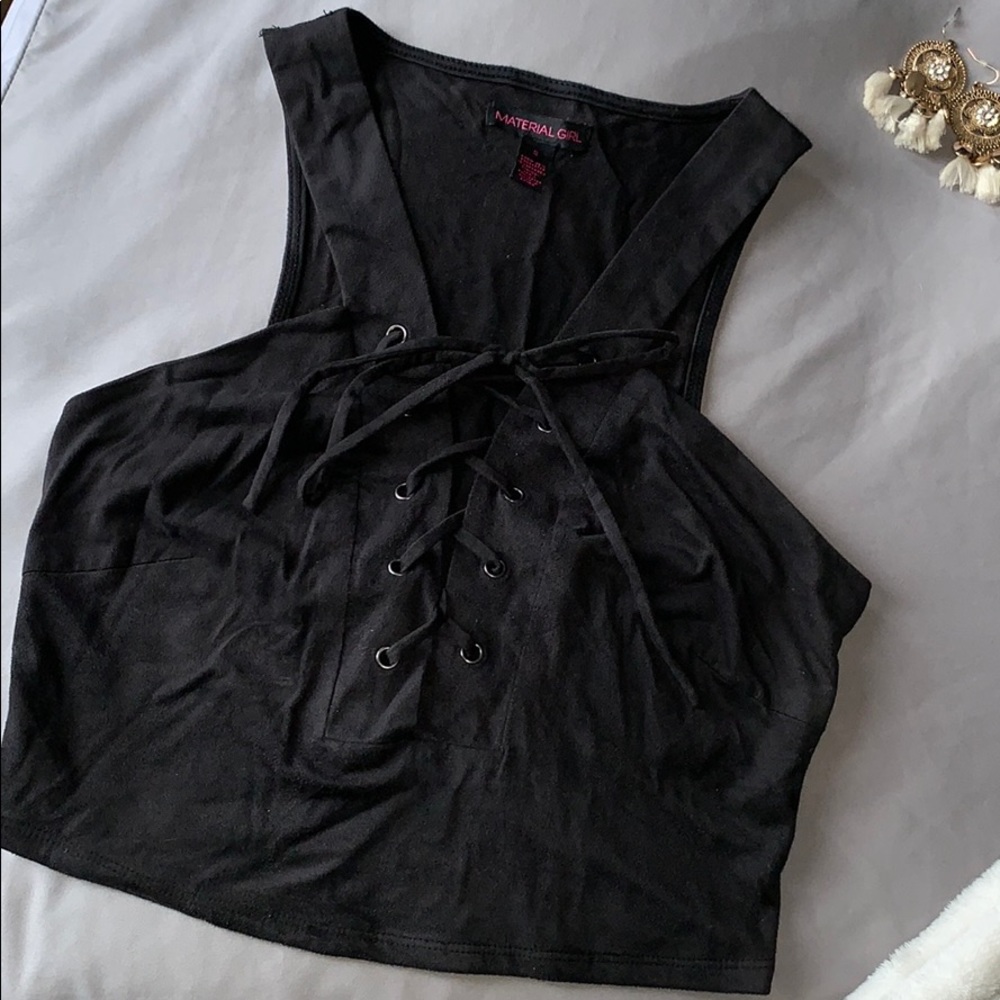 Faux Suede LaceUp Crop Top
